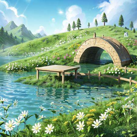 E-commerce cartoon grass scene,  outdoors,  no humans on Tensor.Art
