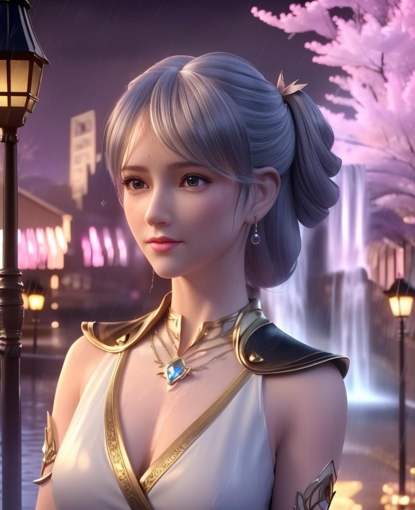 <lora:666-DA-斗破苍穹-韩雪:0.8>(,1girl, ,best quality, ),looking at viewer, ,ultra detailed 8k cg, ultra detailed background,  ultra realistic 8k cg,          cinematic lighting, cinematic bloom, (( , )),,  , unreal, science fiction,  luxury, jewelry, diamond, pearl, gem, sapphire, ruby, emerald, intricate detail, delicate pattern, charming, alluring, seductive, erotic, enchanting, hair ornament, necklace, earrings, bracelet, armlet,halo,masterpiece, (( , )),,  ,cherry blossoms,(((, night,night sky,lamppost,  ultra high res, (photorealistic:1.4), raw photo, 1girl, , rain, sweat, ,wet, )))(( , ))   (cleavage), (),