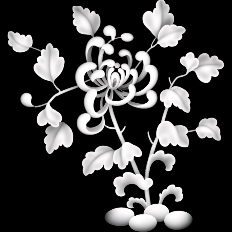 greyscale,  flower,  chrysanthemum by 无边落木 on Tensor.Art
