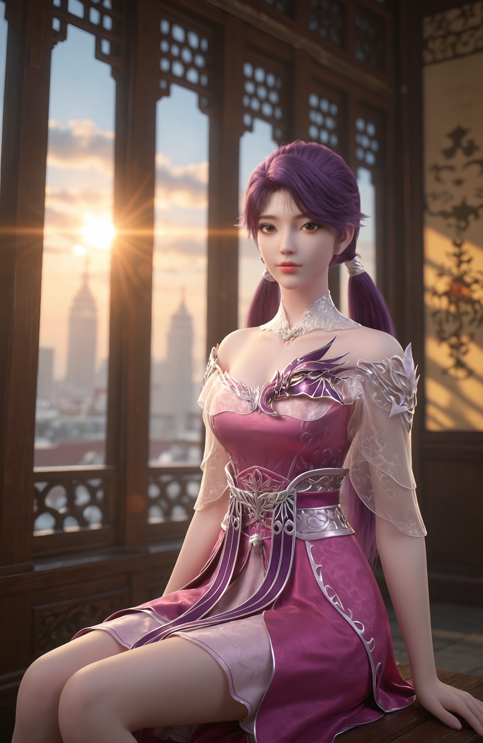 1girl,  purple hair,  long hair by 漫 on Tensor.Art