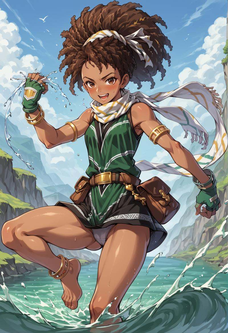 1girl,  very dark skin,  brown hair on Tensor.Art