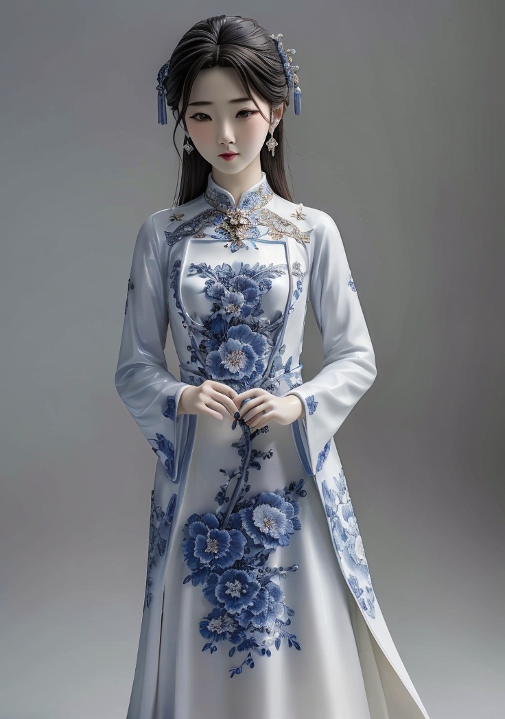 (masterpiece, best quality:1.4),finely detailed,(1girl),solo,standing,ceramic,Ceramic texture,ceramic clothes,(cowboy_shot:1.3),