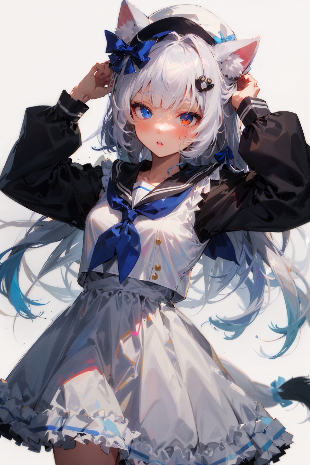 (very long hair,cowboy shot,4349,4349,4349,207052,47216881T,91396498T:1),1girl,dress,heterochromia,white sailor collar,blue eyes,sailor dress,white dress,sailor collar,long sleeves,long hair,solo,bangs,animal,frills,very long hair,white hair,blush,hair ornament,parted lips,on head,looking at viewer,animal ears,neckerchief,animal on head,cover,blue ribbon,cover page,white background,cat,ribbon,grey eyes,frilled dress,white headwear,bow,1girl,dress,heterochromia,white sailor collar,blue eyes,sailor dress,white dress,sailor collar,long sleeves,long hair,solo,bangs,animal,frills,very long hair,white hair,blush,hair ornament,parted lips,on head,looking at viewer,animal ears,neckerchief,animal on head,cover,blue ribbon,cover page,white background,cat,ribbon,grey eyes,frilled dress,white headwear,bow,1girl,dress,heterochromia,white sailor collar,blue eyes,sailor dress,white dress,sailor collar,long sleeves,long hair,solo,bangs,animal,frills,very long hair,white hair,blush,hair ornament,parted lips,on head,looking at viewer,animal ears,neckerchief,animal on head,cover,blue ribbon,cover page,white background,cat,ribbon,grey eyes,frilled dress,white headwear,bow,