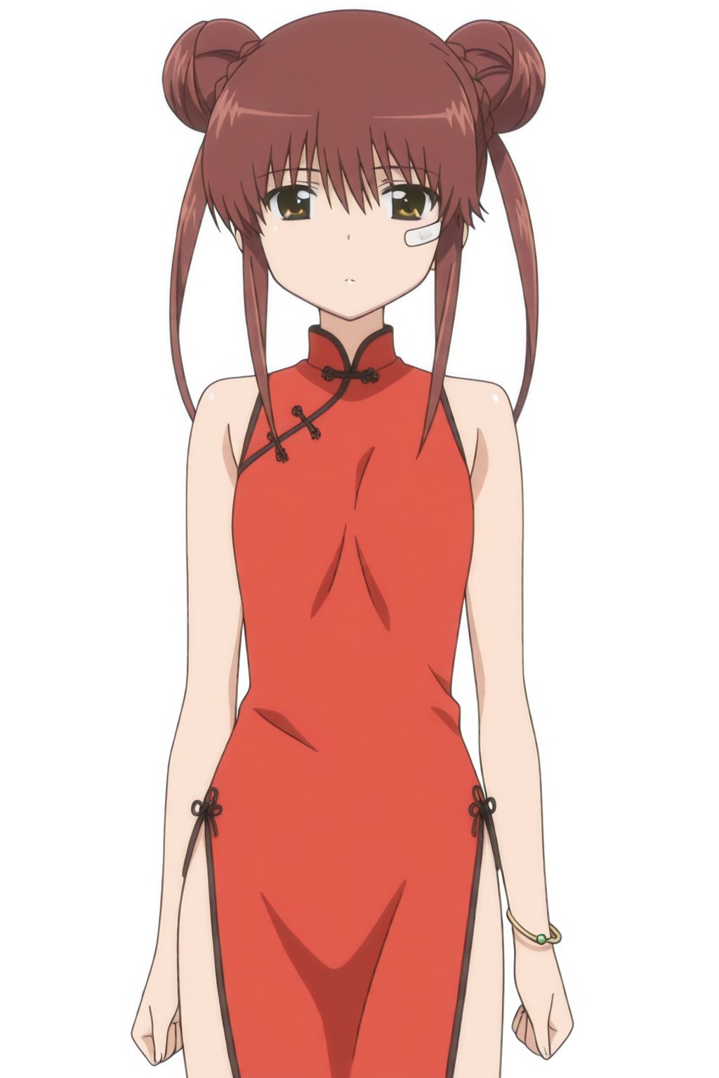 Riko Suminoe,  bandaid on face,  bare shoulders on Tensor.Art