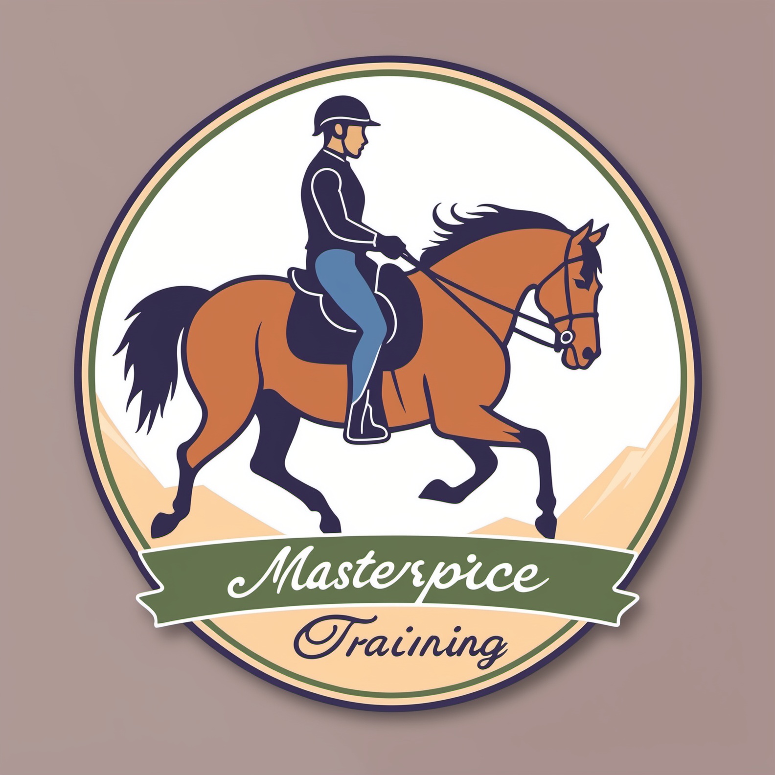 (((masterpiece))),(((best quality))),<lora:20240713-1720860740646-0014:0.6>,a horse training LOGO,a rider riding on horseback,