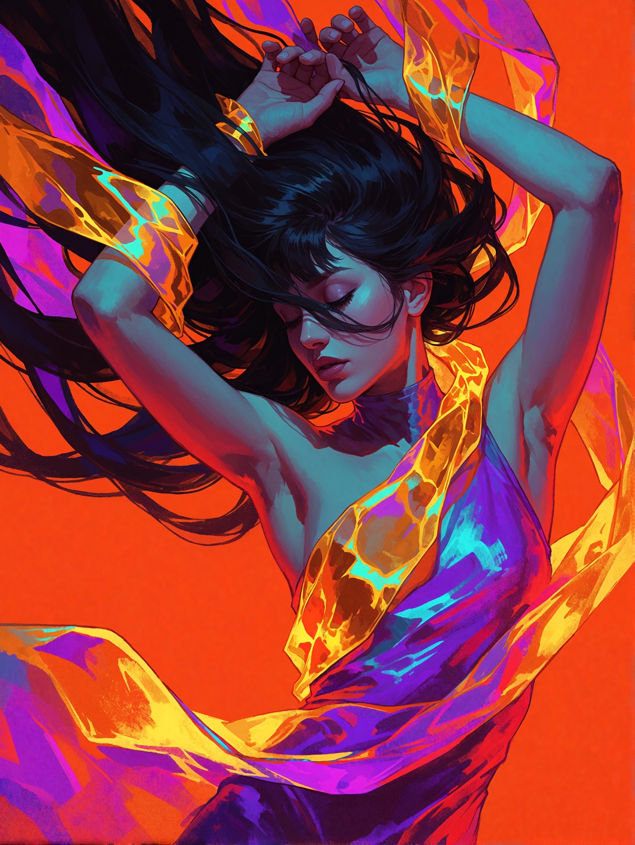 cool colors,  No line art,  flat color on Tensor.Art