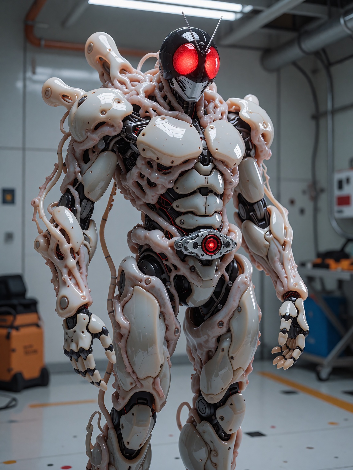 Grotesque yet perfectly smooth humanoid mecha,  biomechanical overgrown proportions,  seamless integration on Tensor.Art