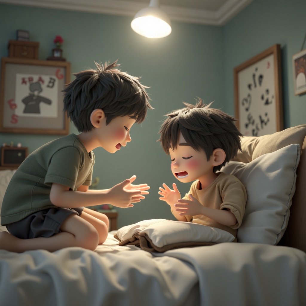 beijihui,children playing prank on sleeping friend,