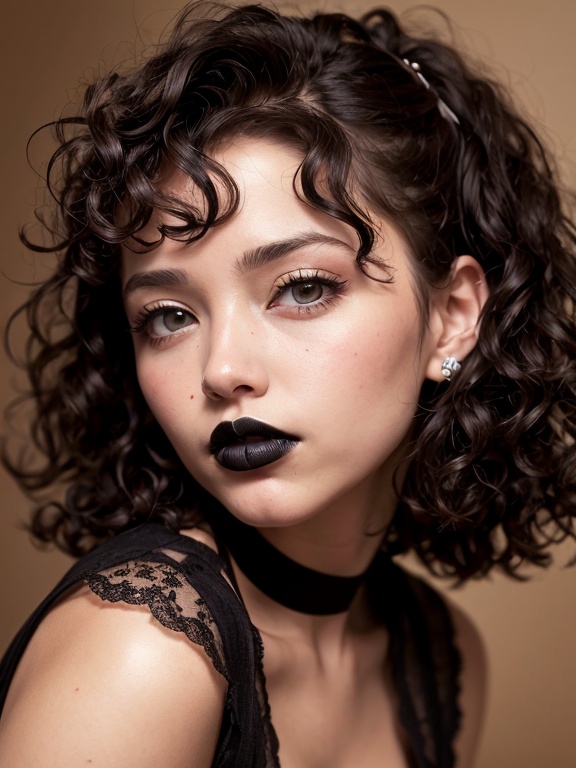 masterpiece, best quality,  1girl,black hair,((black lips)), <lora:curly_hair_slider_v1:2>curly hair, 