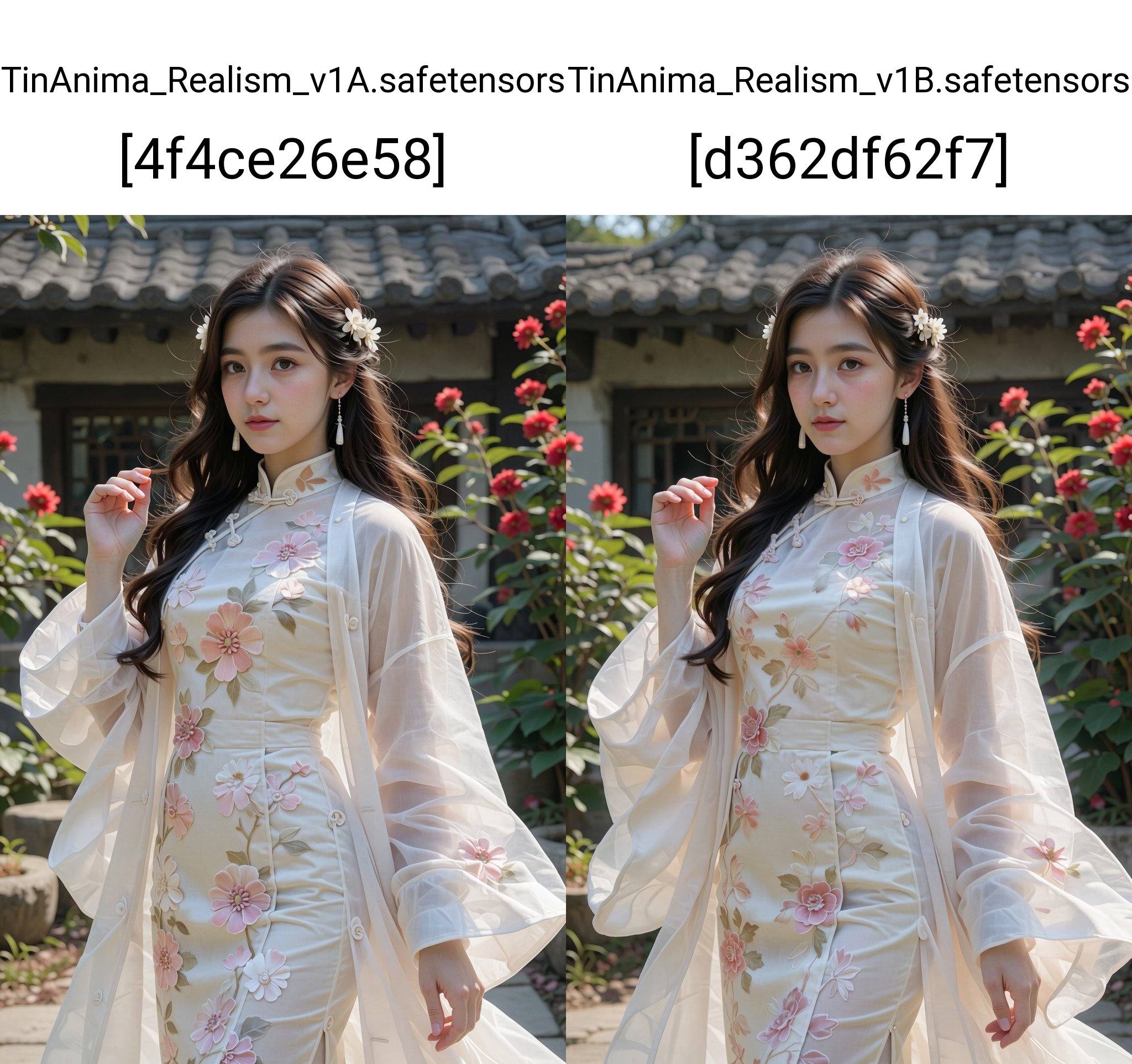 This photograph captures a young Asian woman standing in a serene garden setting,  bathed in soft,  natural light. She has...