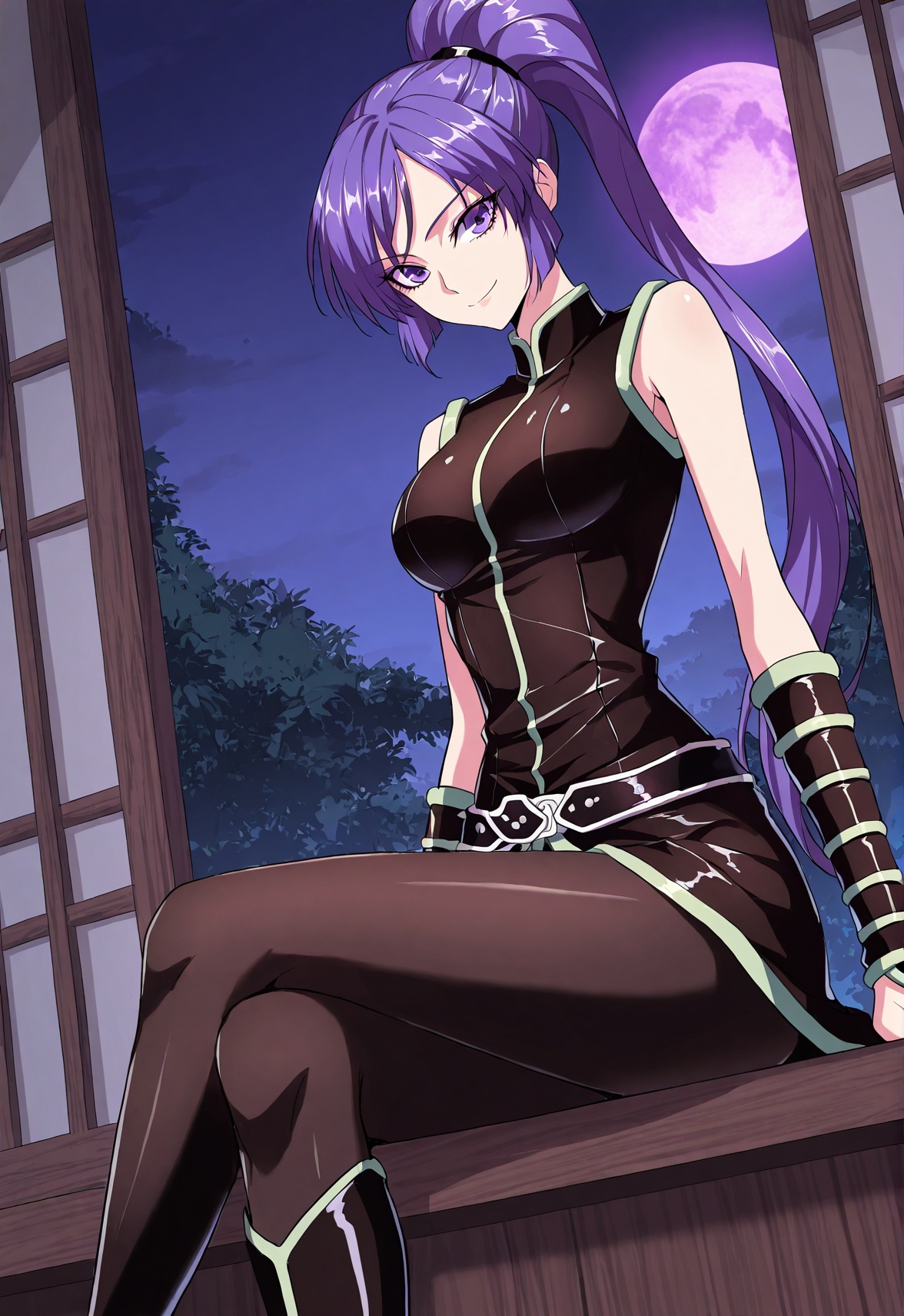 1 girl,  solo,  purple hair on Tensor.Art