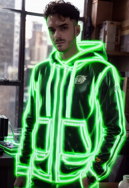 a 28 years old man ,  ,  glowing clothes on Tensor.Art