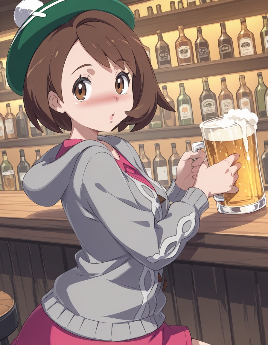 accstyleGloria (pokemon) ,  green hat,  cardigan on Tensor.Art