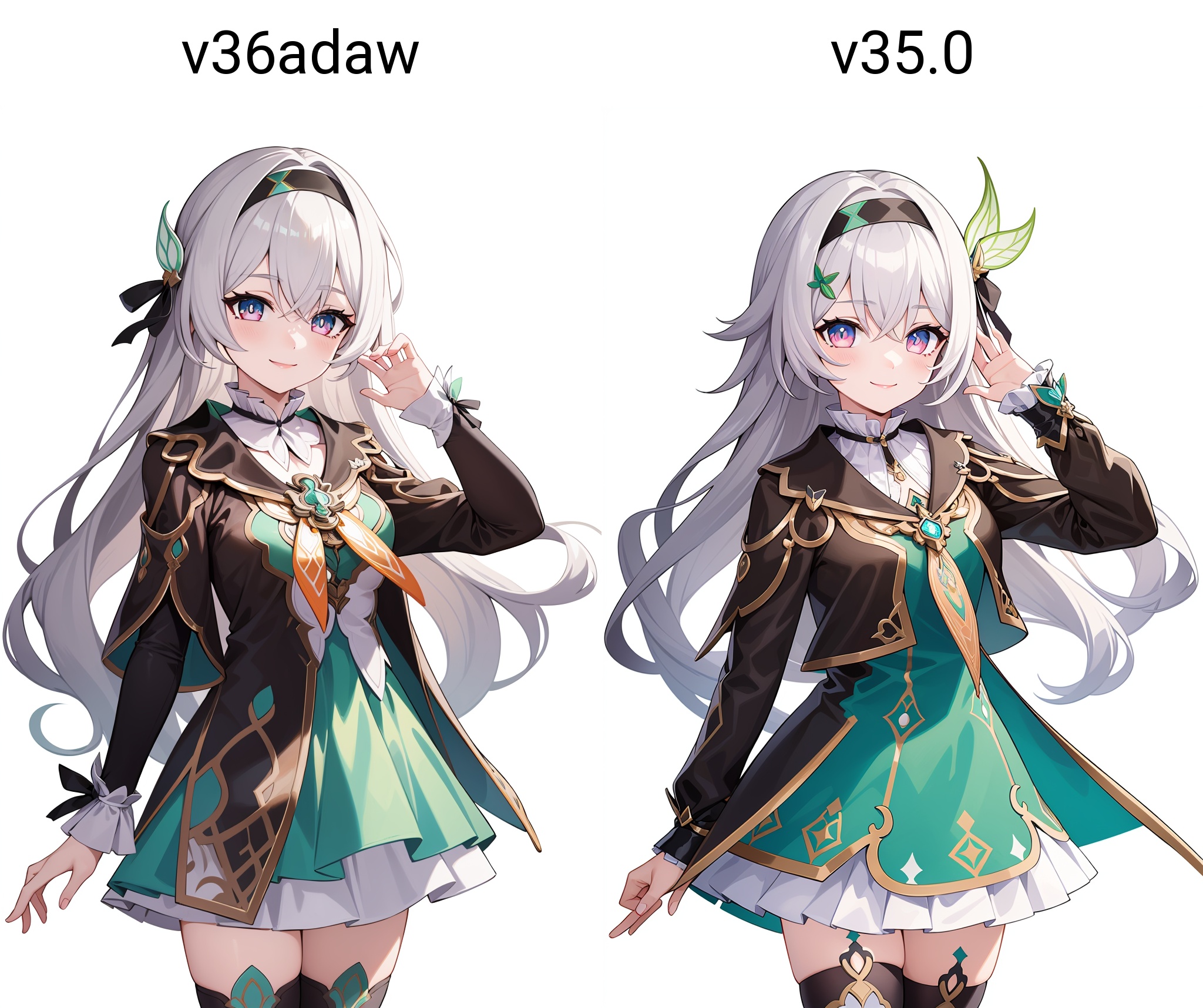 1girl,smile,<lora:流萤v36adaw:0.9:lbw=char>,liuying,grey hair,bangs,long sleeves,hair ornament,black jacket,black hairband,high quality,green dress,thighhighs,, (masterpiece,best quality:1.2),absurdres, high quality,