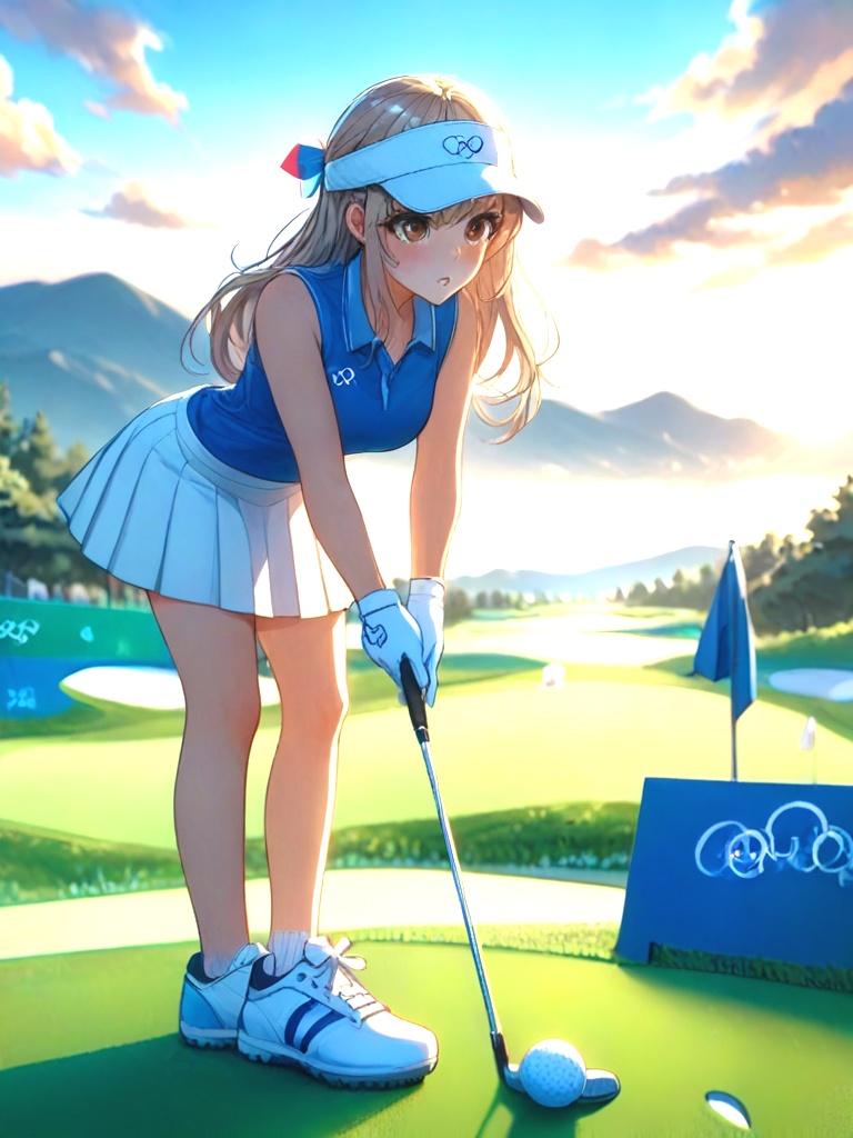 source_anime,  holding golf club,  playing golf on Tensor.Art
