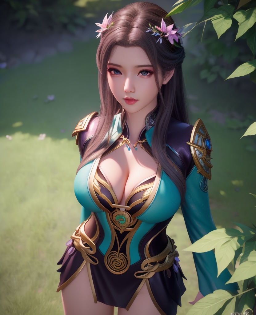 <lora:548-DA-师兄啊师克-碧霄:0.8>(,1girl, ,best quality, ),looking at viewer,  ,ultra detailed background,ultra detailed background,ultra realistic 8k cg,, ,masterpiece, (( , )),, , , spirit blossom \(league of legends\),   ,   (cleavage), (), ,,