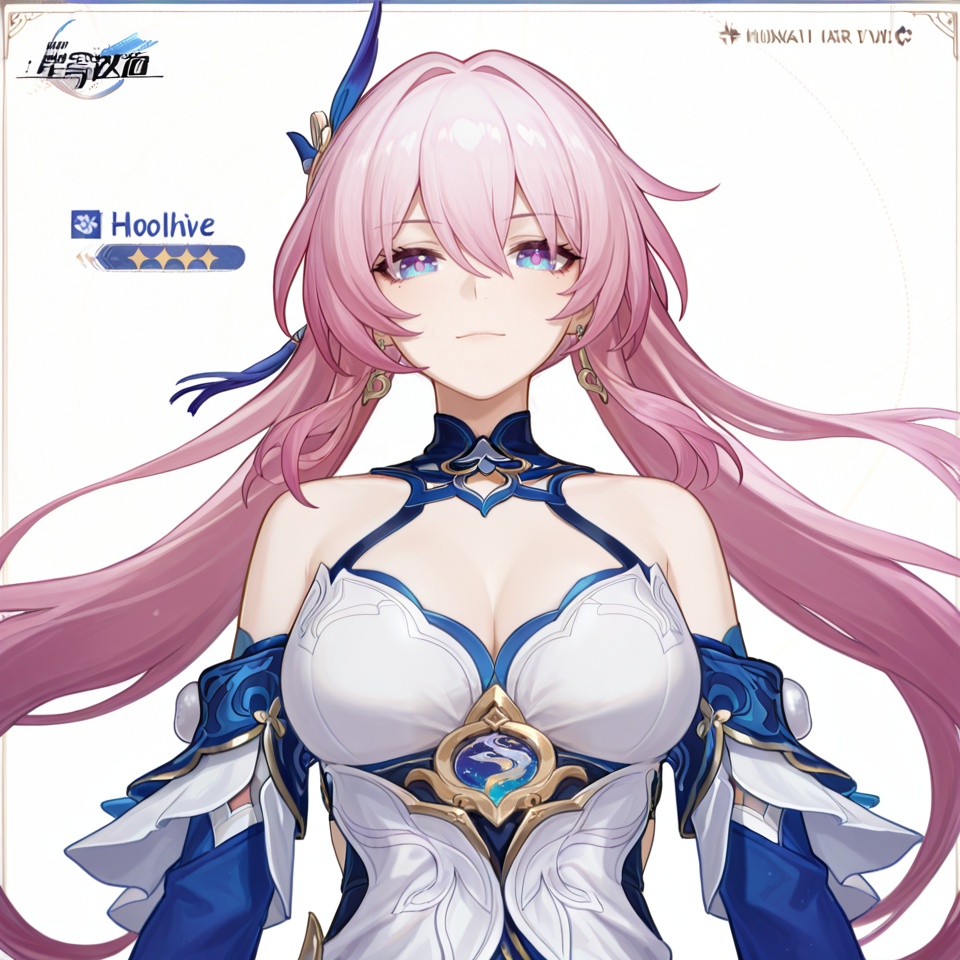 masterpiece, best quality,, masterpiece, best quality,(white background:1.2),looking at viewer,SOLO,simple background  copyright name, character name, official alternate costume, chinese text, game_cg_style, honkai_star_rail_style, logo, pose, background, <lora:崩坏轨子-展示立绘ill:0.8>