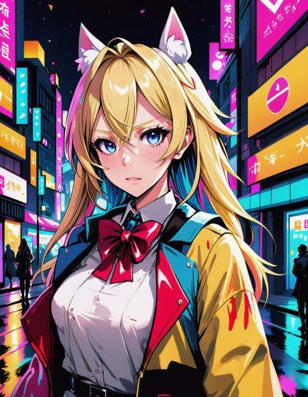 a failed vtuber working the streets,  night district,  hyperrealistic on Tensor.Art