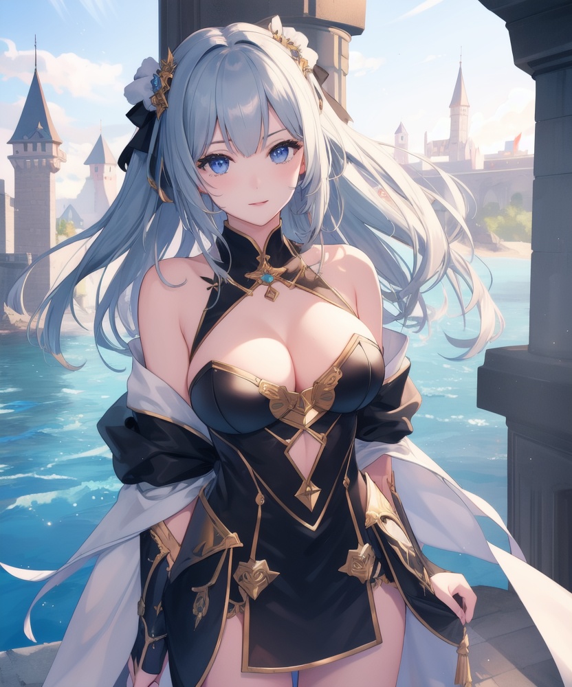 (,1girl, ,best quality, ),looking at viewer, <lora:457-DA-天启姬:0.8> ,,,ultra detailed background,ultra detailed background,ultra realistic 8k cg, ,masterpiece, (( , )),     ,castle,     (hydrokinesis),  (cleavage), (),
