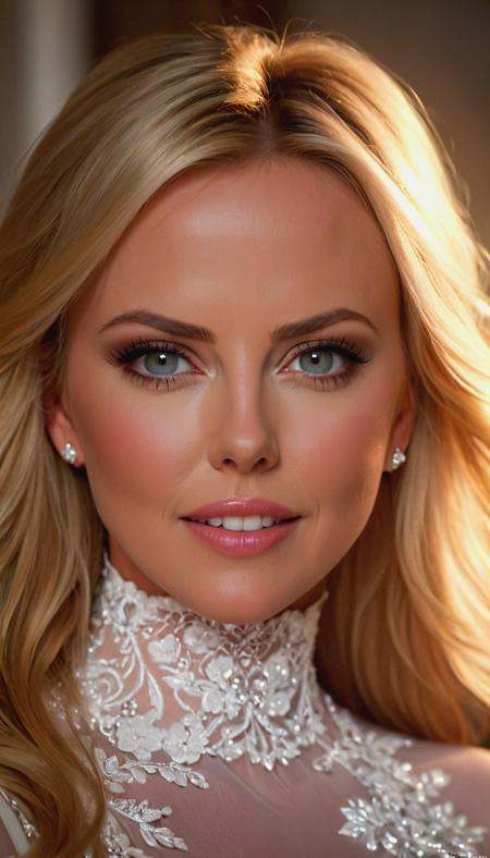 photo of a Charlize Theron,  ,  in white dress on Tensor.Art