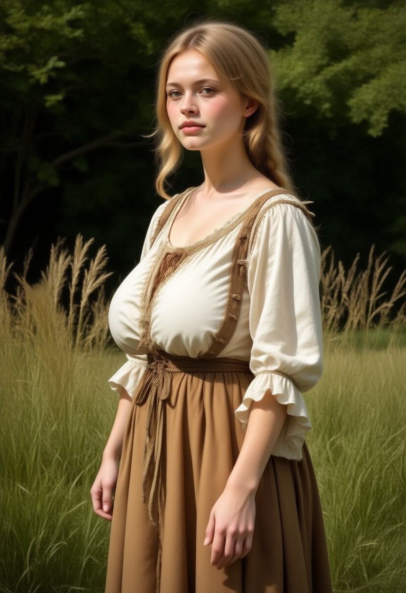 photo of 24yo woman Guin,  outdoors,  medieval peasant on Tensor.Art