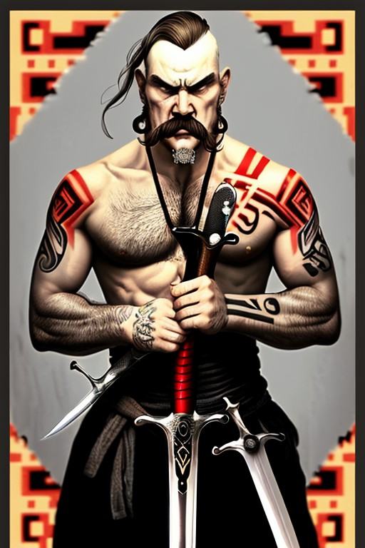 ukrtattoo,  man,  mustache on Tensor.Art