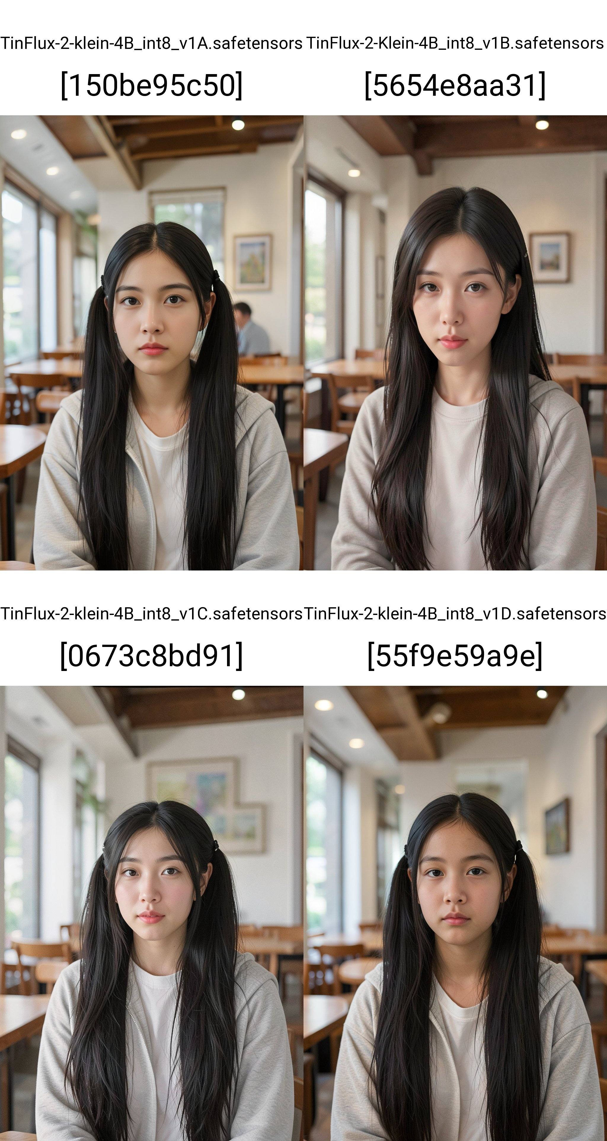 This is a photograph of an Asian woman with long,  straight black hair,  styled in two side ponytails secured with hair cl...