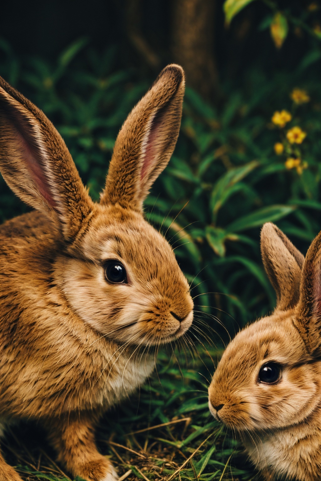 <lora:tutututu_20240119010100-000007:0.4>,brown rabbits,soft light,Three rabbits,lined up,tutututu,animal portrait,close-up,furry,long ears,masterpiece,best quality,