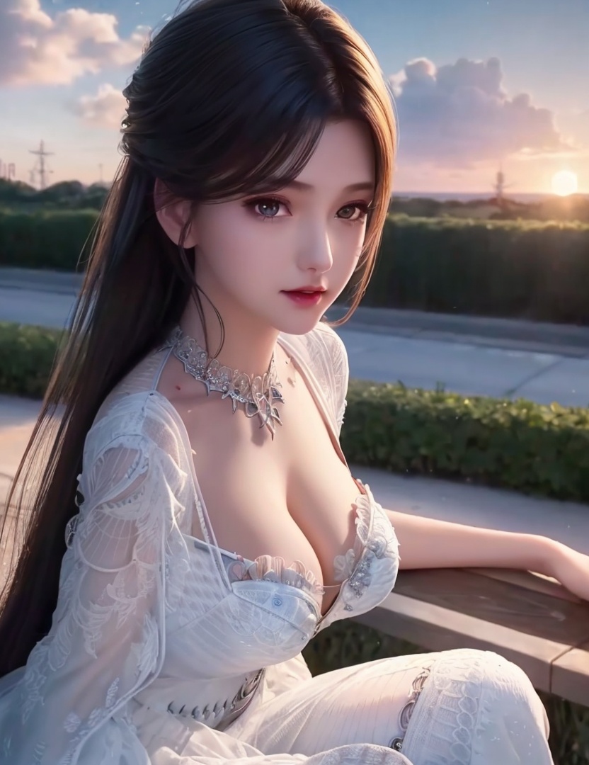 <lora:520-DA-诛仙CG-陆雪琪:0.8>(,1girl, ,best quality, ),looking at viewer,masterpiece, (( , )),, realistic,science fiction,mole, ultra realistic 8k cg, , sun,sunset, (cleavage), (),