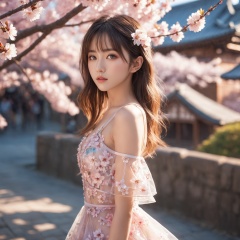 1 girl,reality,sakura,(from side:0.8),looking at camera,petite,transparent dress,detailed background,flowering,highly detailed,ultra detailed,vibrant,volumetric shadow.,(highly clear face,very cute,Extremely cure beauty,Sexy self-confidence,proud and independent,Clear perfect eyes,phenomenal aesthetic,Amazing photos),