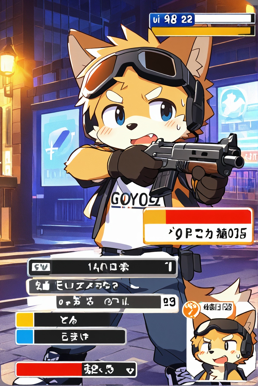 furry,1boy,random action,game ui,status_bar,game style,<lora:GZAM:0.5>,