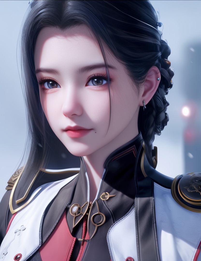 <lora:512-DA-师兄啊师兄-琼霄:0.8>(,1girl, ,best quality, ),looking at viewer,masterpiece, (( , )),, realistic,science fiction,mole, ultra realistic 8k cg, ,outdoors, snow, snowing,
