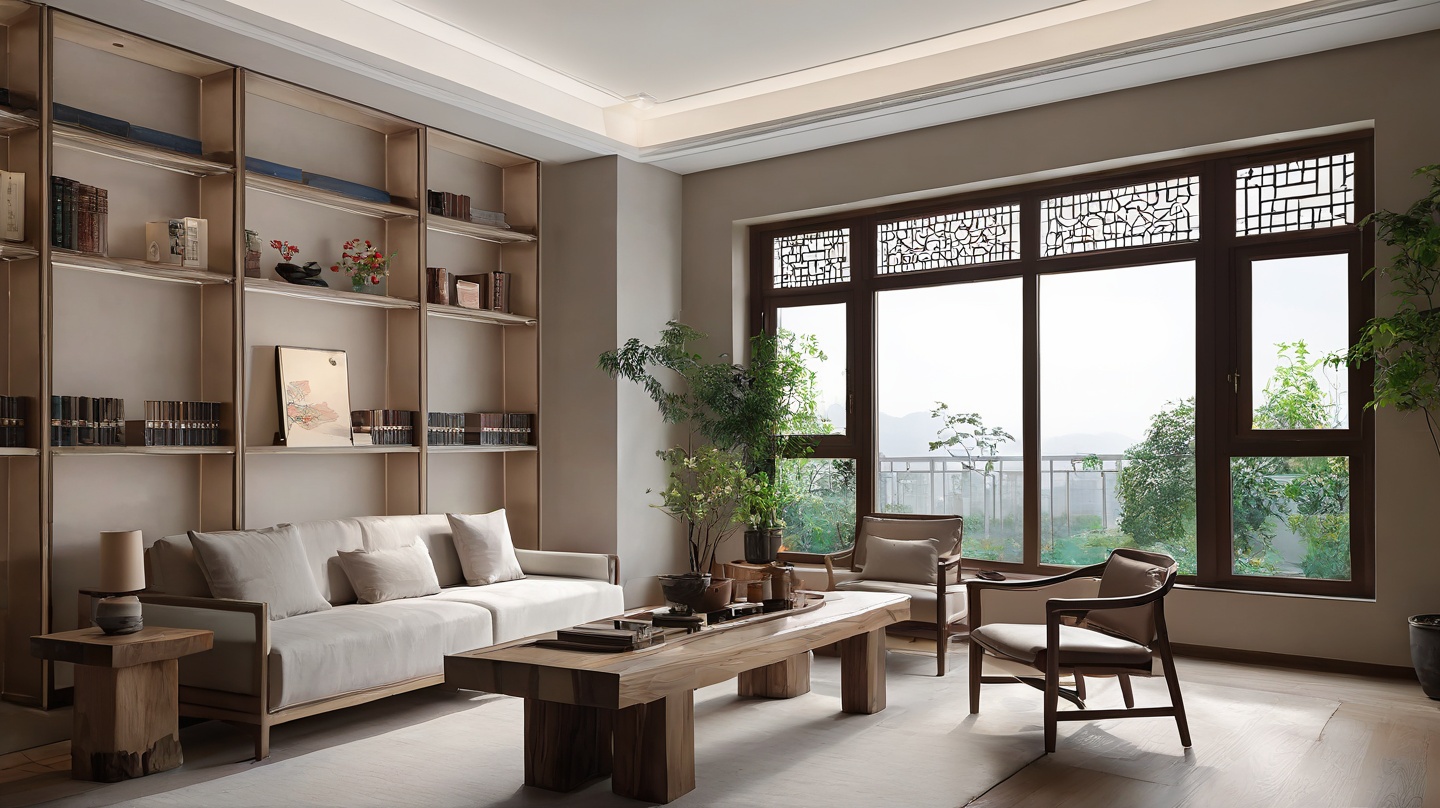 xinzhongshi,<lora:xinzhongshi XL1.0:0.8>,, no humans,window,table,couch,indoors,chair,wooden floor,vase,cup,lamp,potted plant,book,flower,shelf,plant,masterpiece,8K,reality,day,incredibly absurdres,huge filesize,