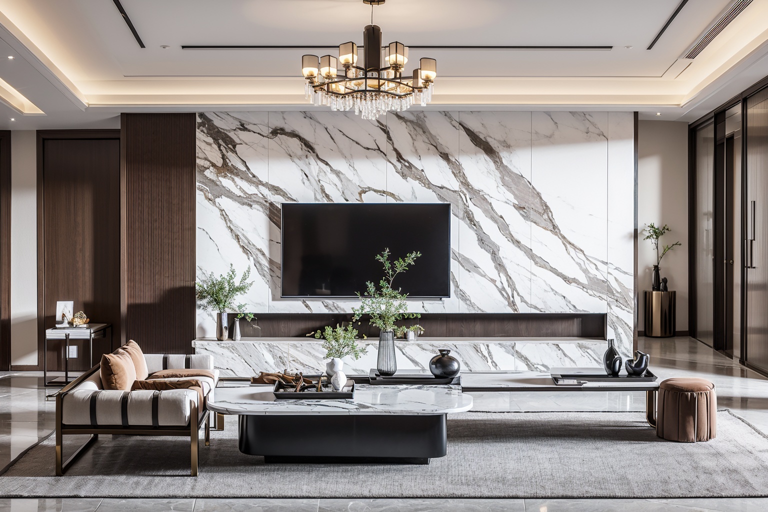 interior design,Chinese light luxury,new chinese style,luxury style,living room,background wall,marble,