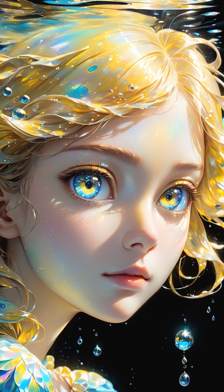 girl swims underwater,  hyper detailed render style,  glow on Tensor.Art