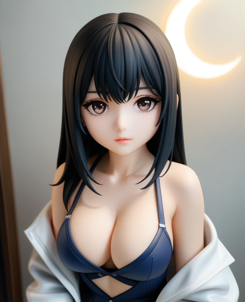(,1girl, ,best quality, ),looking at viewer,masterpiece, (( , )),, realistic,science fiction,mole, ultra realistic 8k cg, crescent moon, (cleavage), (),