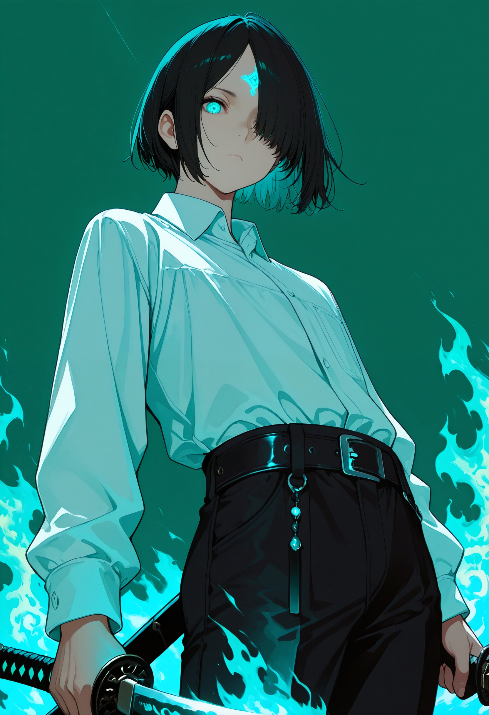 solo,  looking at viewer,  short hair on Tensor.Art
