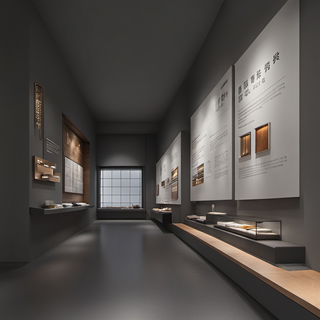 BOWUGUANkongjian,Dark walls, grey floors, square panels, dark Spaces, window booths, square booths, masterpiece,High quality,4K,professional lighting,VRAY rendering<lora:BWG (8):0.8>