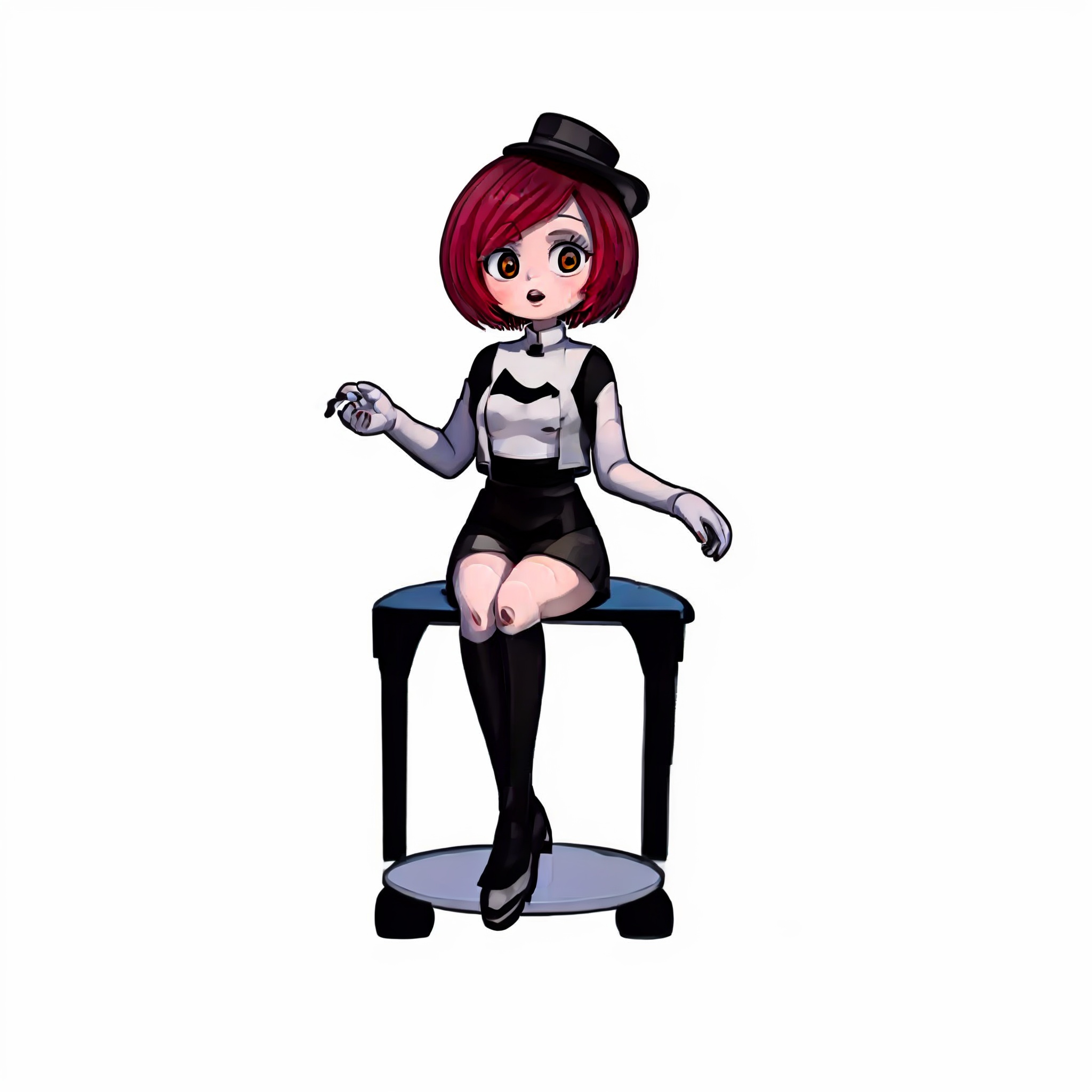 qijimiss(IP),Graphic illustration, GIRL, kwamiss， sitting,full body,red hair, clean white background <lora:kwamiss v1-000020:0.8><lora:gurin V2-25:0.6>  