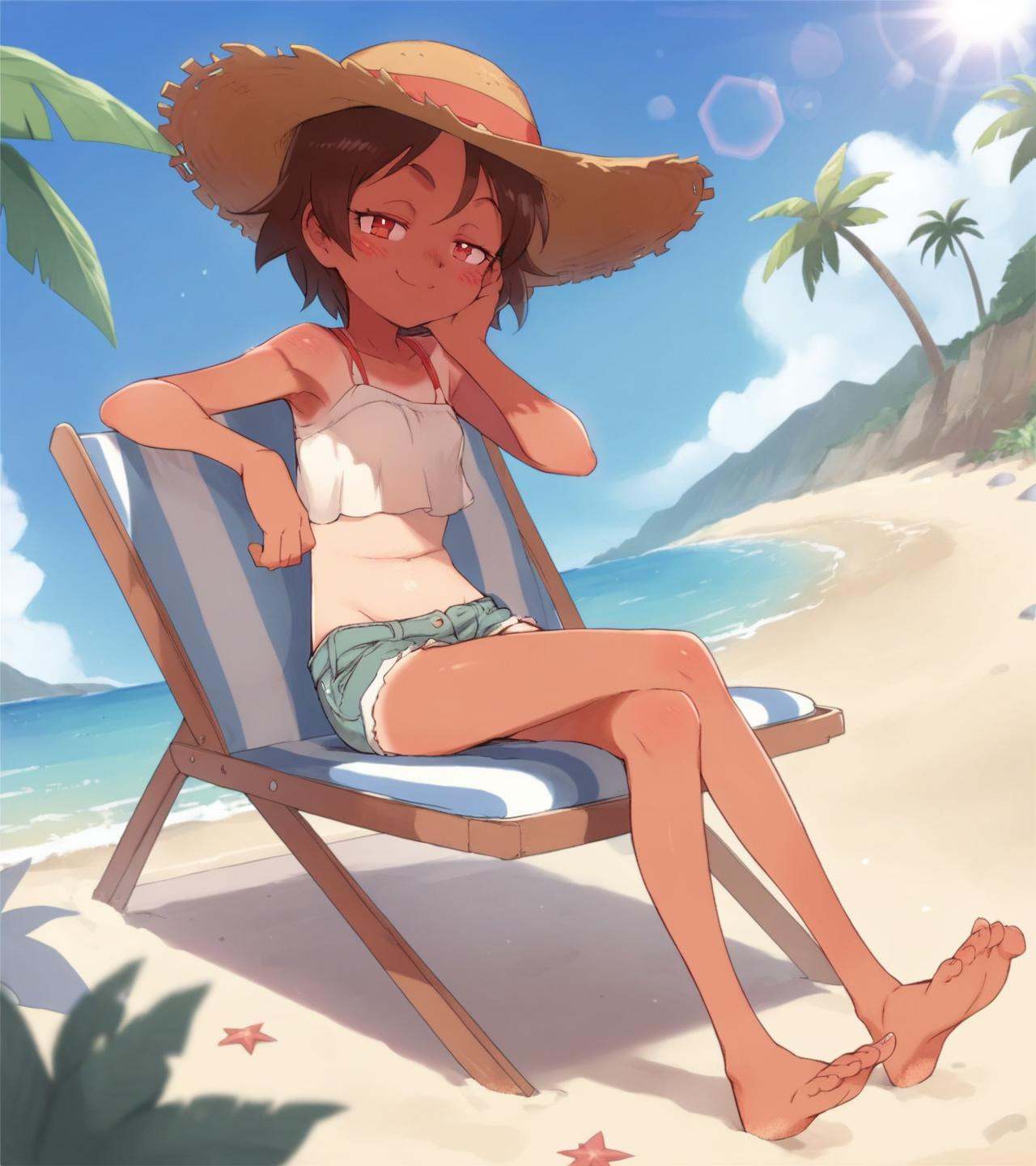 1girl,  beach,  cute on Tensor.Art