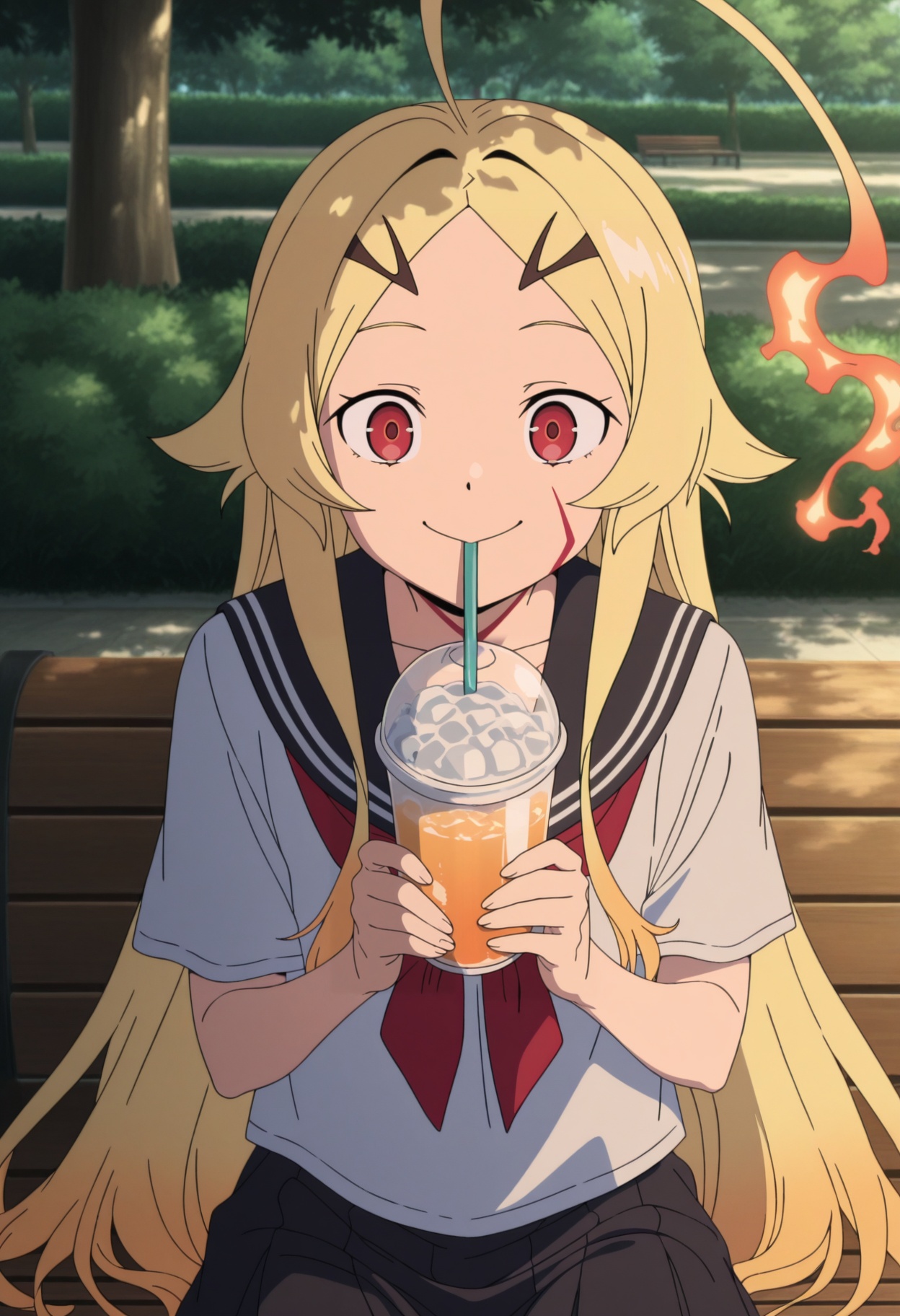 anime coloring,  anime screencap,  flaming ahoge on Tensor.Art