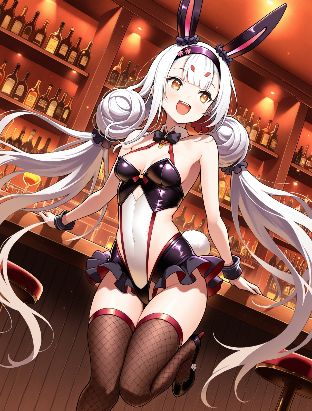 shimakaze \(world's speediest bunny waitress\) \(azur lane\),  bar_(place),  :d on Tensor.Art