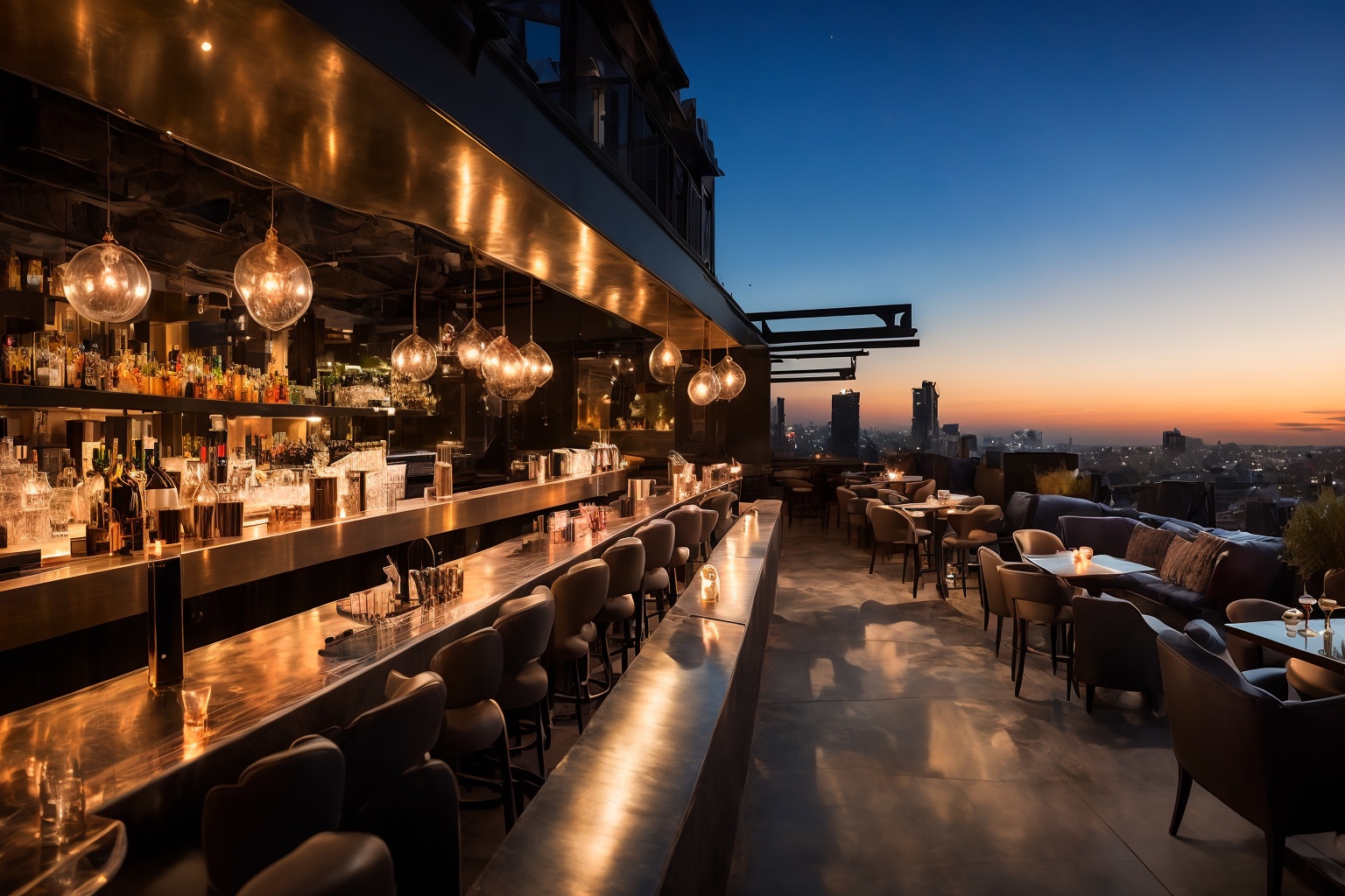 bar,sky bar,<lora:20240119-1705647975052:0.7>,Realistic image quality,photorealestic,8K,best qualtiy,masterpiece,movie-level quality,rendering by octane,architecture,city,city lights,cityscape,outdoors,real world location,rooftop,scenery,sky,skyscraper,sunset,building,night,bar counter,cup,the bar on the rooftop,<lora:20240118-1705570517126:0.6>,