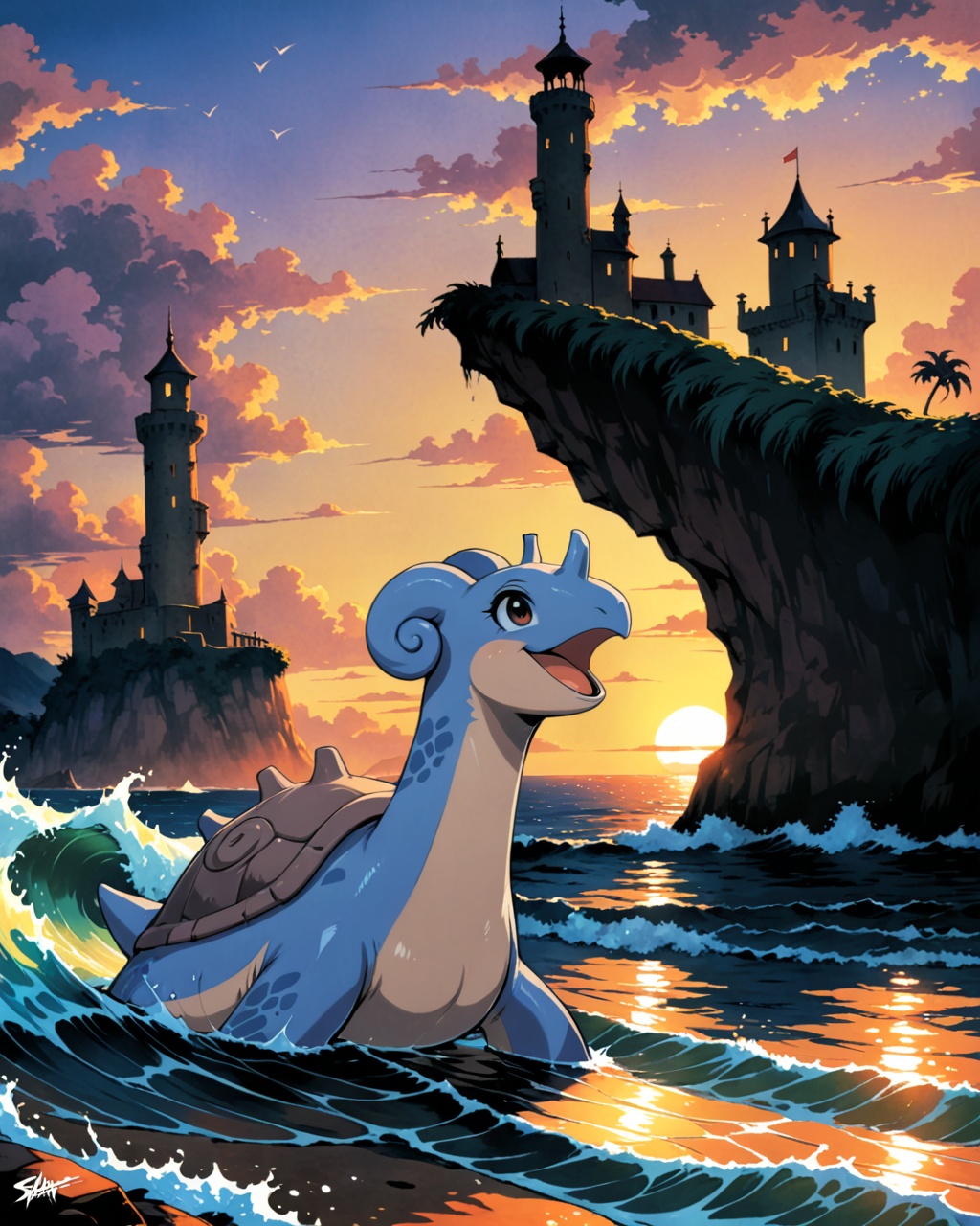 lapras on water,  sea,  ocean on Tensor.Art