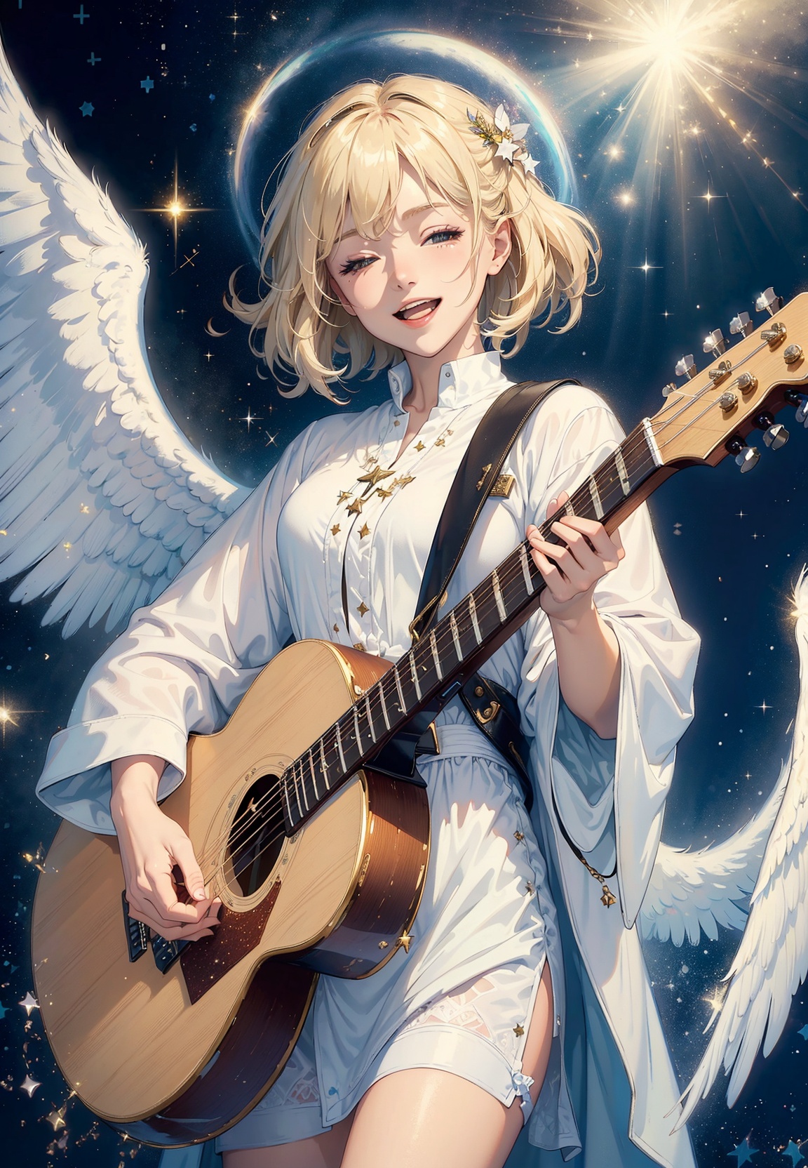 1angel,  solo,  in the sky on Tensor.Art