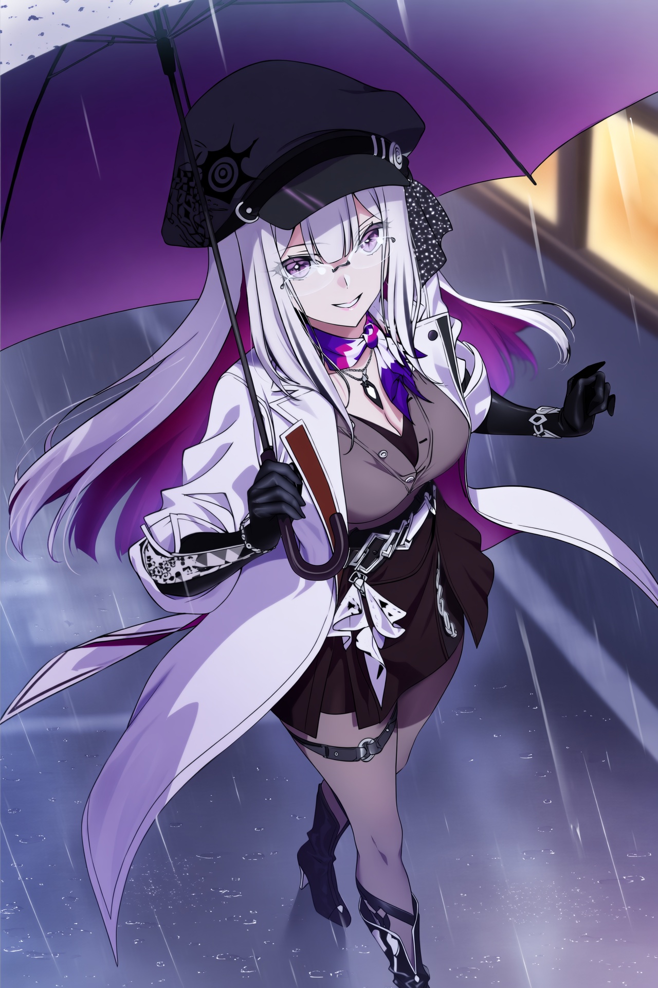 @mibushiro and @nonco,  nihilux (honkai: star rail),  A vertical anime illustration of Nihilux wearing her black spiral-pa...