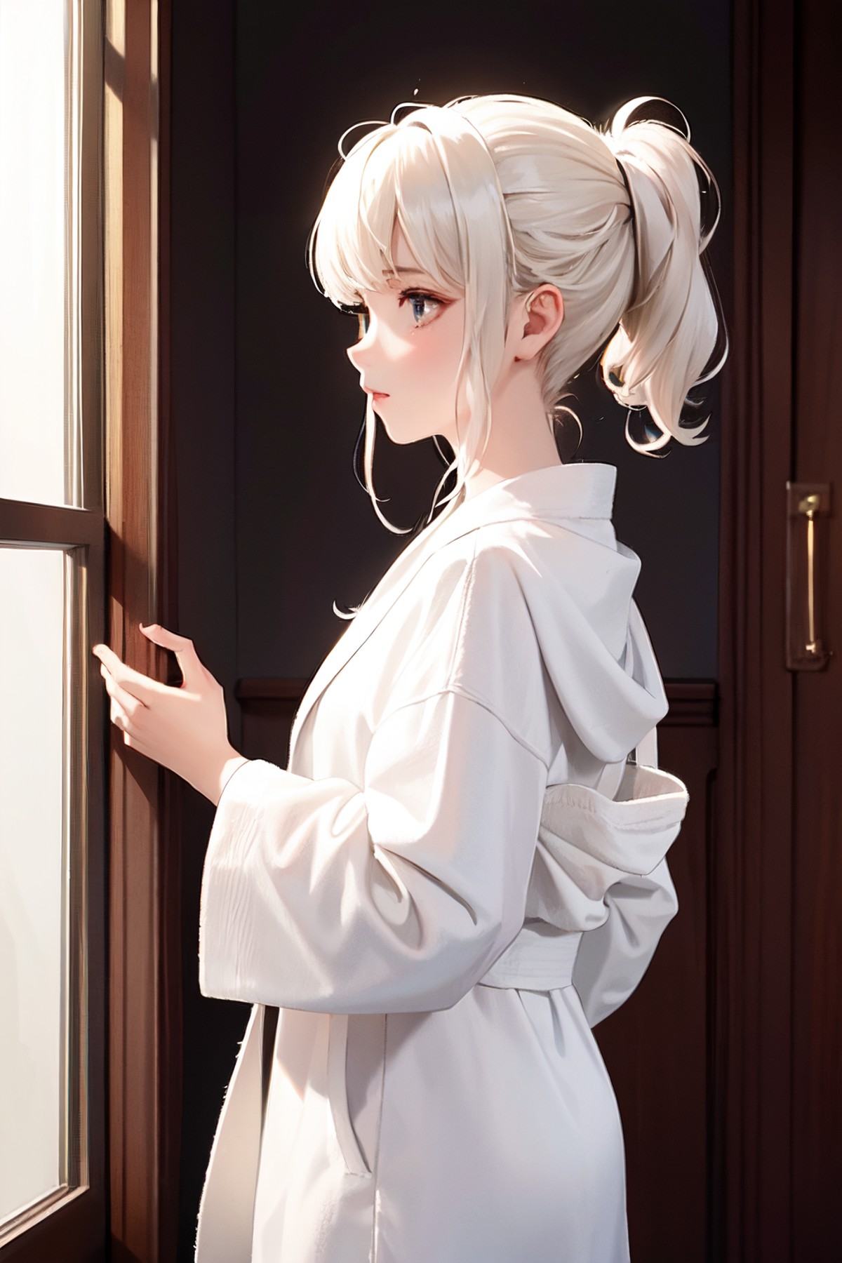 1girl,  white bathrobe on Tensor.Art