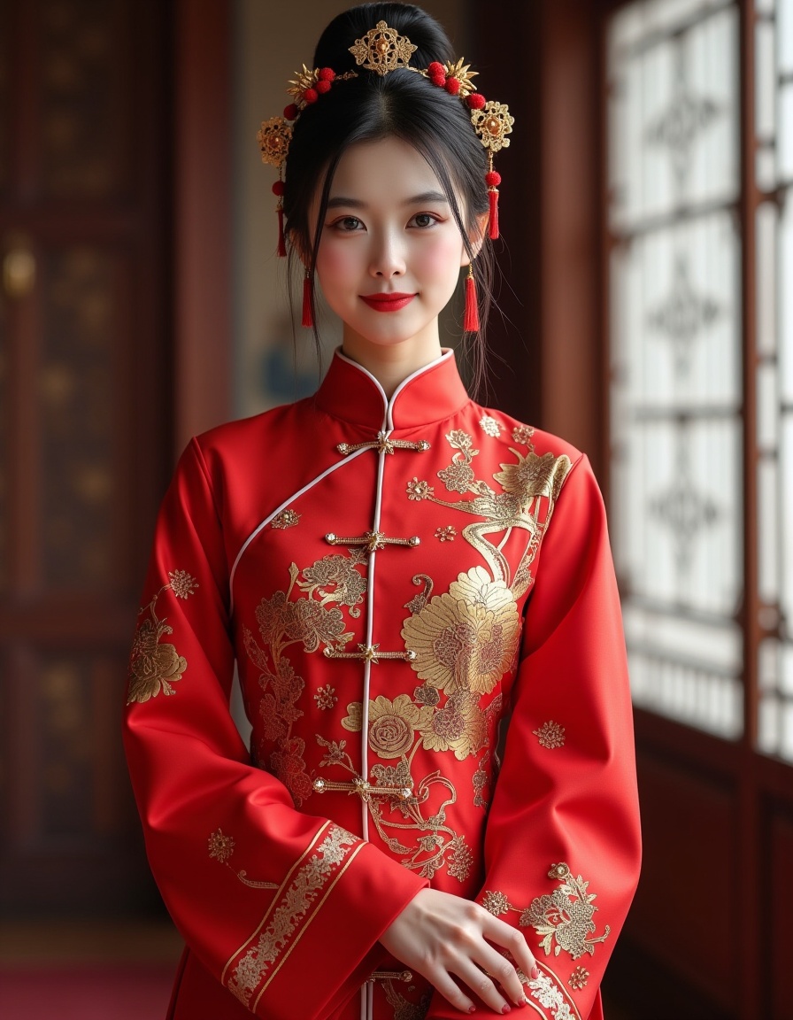 a real picture of a south korea woman,Chinese Zhongshan Suit\(A modern uniform inspired by traditional Chinese clothing\),