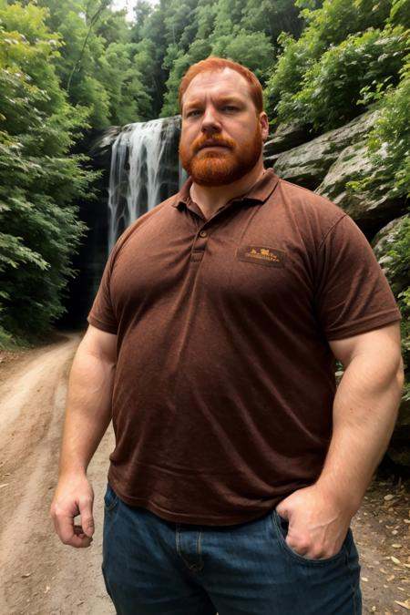 Candid photo of a ,  selfie dark red hair,  ginger facial hair on Tensor.Art