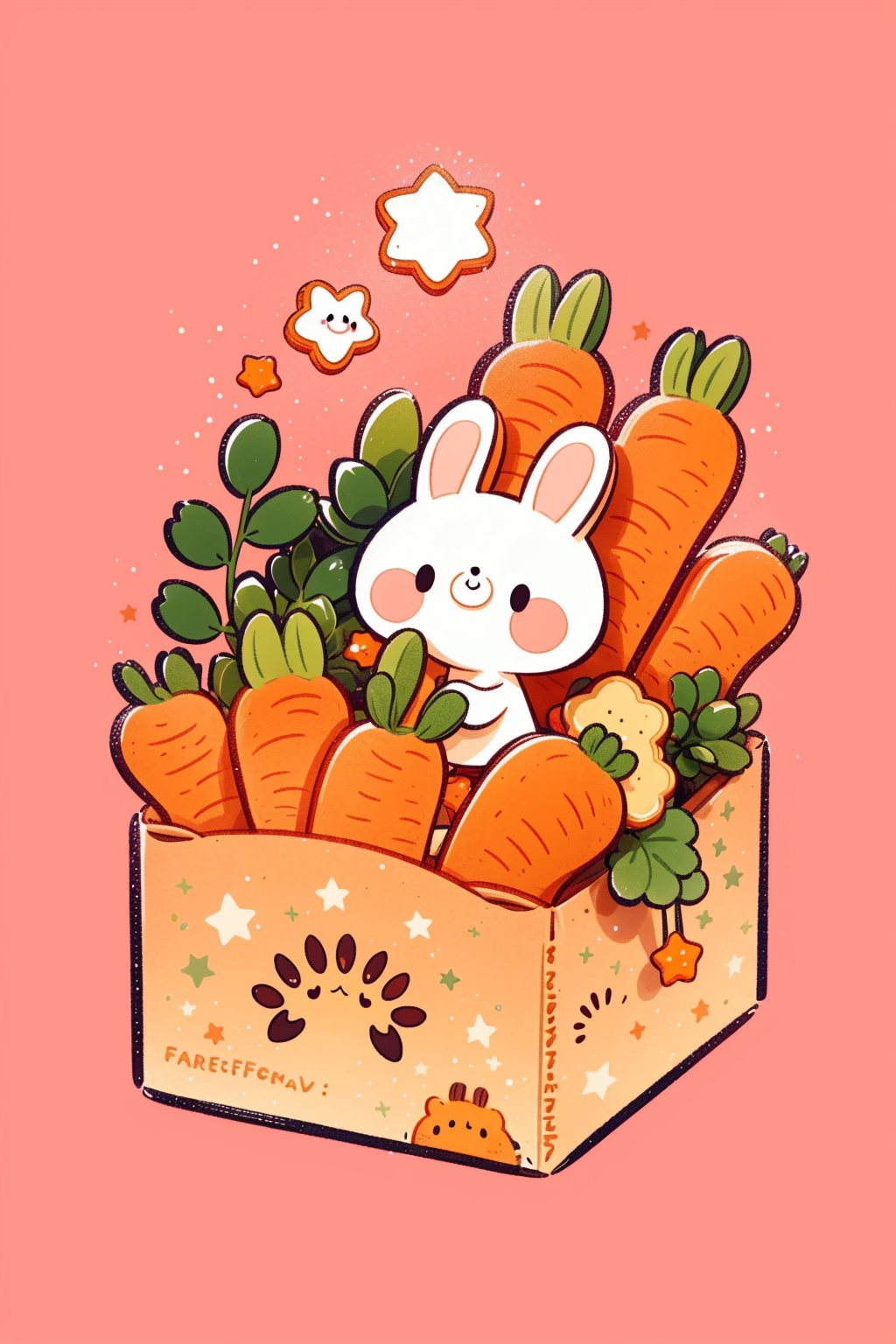 shouzhang_style,no humans,rabbit,shop,star \(symbol\),carrot,box,animal focus,pink background,<lora:shouzhang_v1.0:1.2>,, masterpiece,best quality,